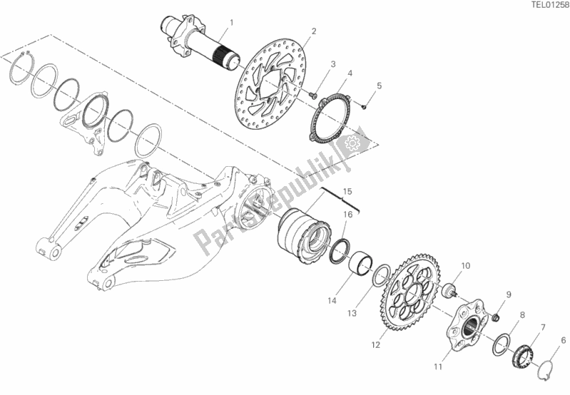Todas as partes de Eixo Da Roda Traseira do Ducati Diavel 1260 2019